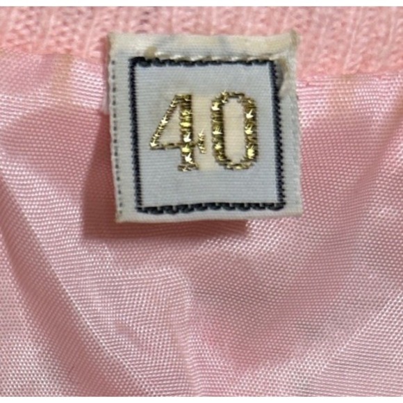 VTG 50's Floral Beaded Cardigan Sweater Pink Faux Pearl UK Sz 40 (10-12 US) EUC - Picture 12 of 12